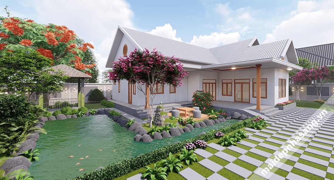 Biệt thự mái Thái 1 tầng phong cách tân cổ điển (CĐT: ông Tiên - Gia Lai)  BT12710