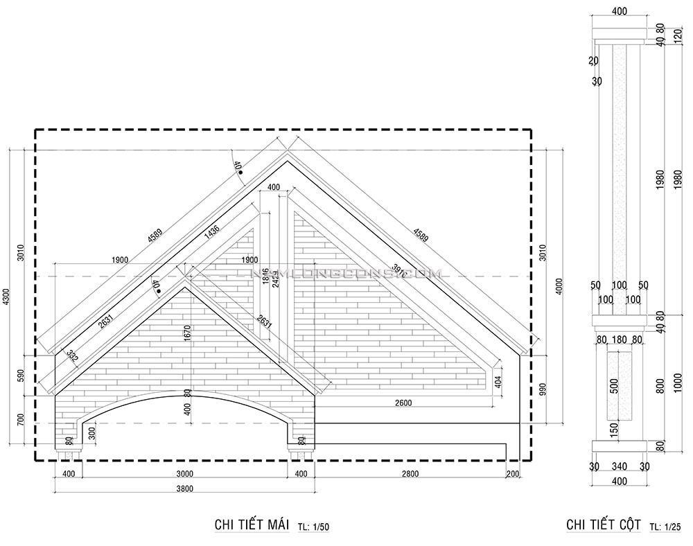 bản vẽ thiết kế mái nhà